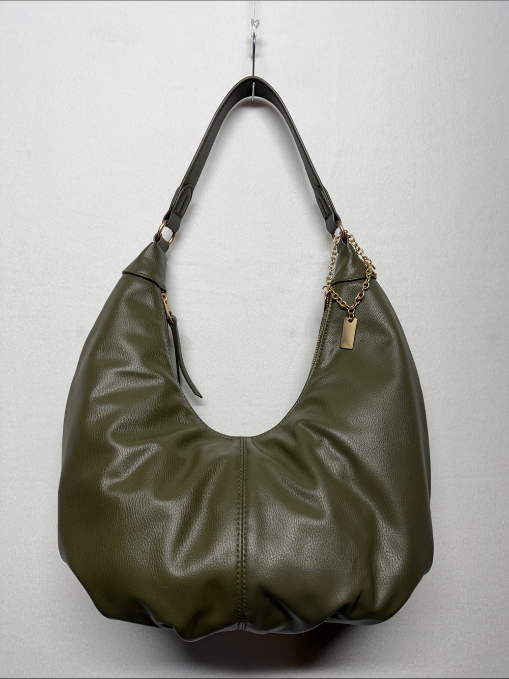 Universal Thread Olive Green Leather Shoulder Hobo with Gold Chain